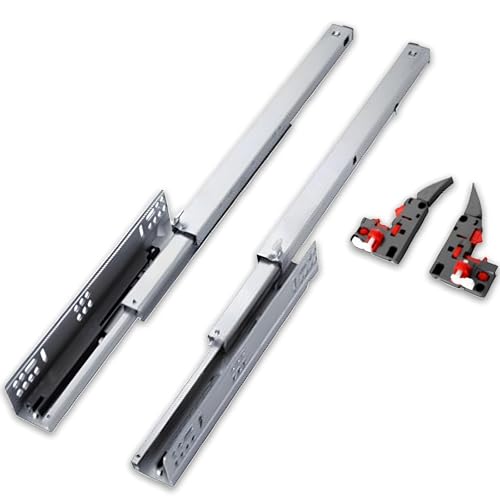 Robuste Vollauszug-Schubladenschienen aus Metall, Soft-Close mit Kupplung, 1 Paar verdeckte Unterbau-Schubladenschienen, Tragkraft 35 kg, Vollauszug, kaltgewalzter Stahl(45cm/17.7in) von SJZHUYUE
