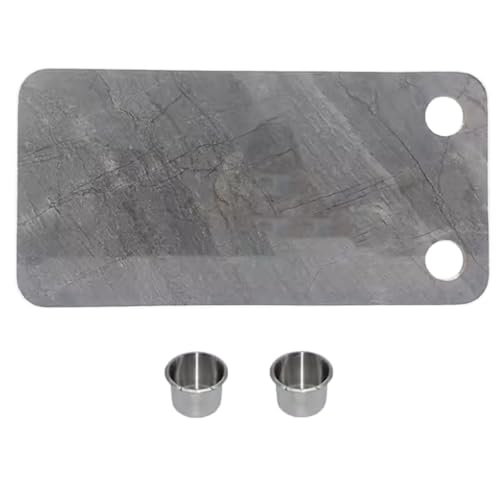 SJZHUYUE Rechteckige RV-Tischplatte 40 x 80 cm/16 x 31 Zoll mit 2 Getränkehaltern, Mehrfarbig, for Wohnmobile(Grey) von SJZHUYUE