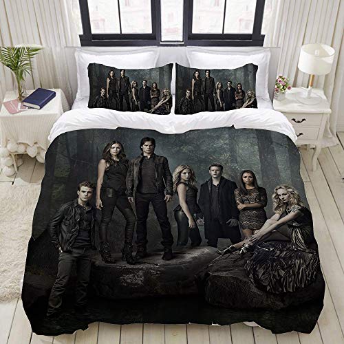 SK-LBB Das Vampire Diaries Bettbezug-Set, Hautfreundliche, Haltbare Mikrofaser, Bettbezug Und Kissenbezug, Geeignet Für Kinder- / Jungenbettwäschesets (L10,Double 200X200CM) von SK-LBB