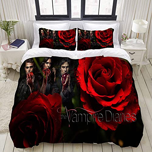 SK-LBB Das Vampire Diaries Bettbezug-Set, Hautfreundliche, Haltbare Mikrofaser, Bettbezug Und Kissenbezug, Geeignet Für Kinder- / Jungenbettwäschesets (L2,Single 135X200CM) von SK-LBB