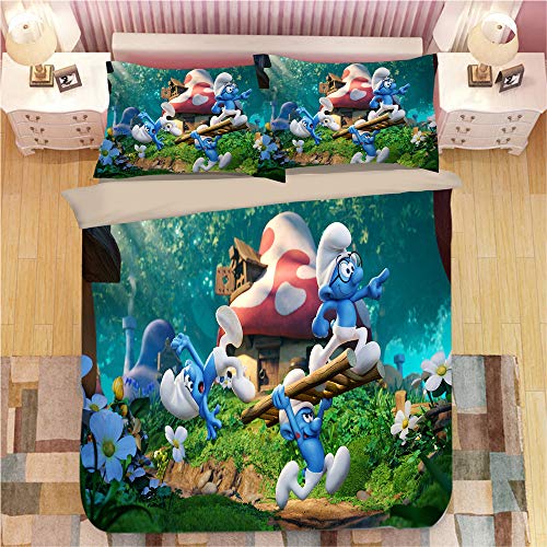 SK-LBB Bettwäsche-Set 3D Cartoon Junge und Mädchen Home Bettbezug-Set, leicht zu reinigen, Polyester, dreiteiliger Bettbezug und Kissenbezug von SK-LBB