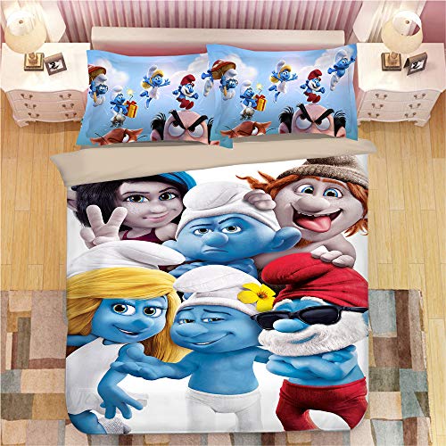 SK-LBB Bettwäsche-Set 3D Cartoon Junge und Mädchen Home Bettbezug-Set, leicht zu reinigen, Polyester, dreiteiliger Bettbezug und Kissenbezug von SK-LBB