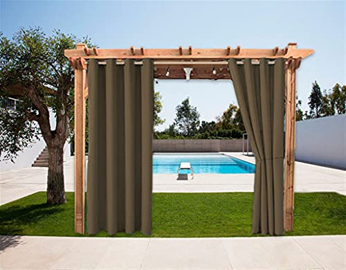 SK Studio 1 Stück Outdoor Vorhänge Aussenvorhang Garten Verdunkelung Outdoor Gardinen Blickdicht Winddicht Wasserabweisend Sichtschutz Sonnenschutz UVschutz Braun, 254x241cm(B x H) von SK Studio