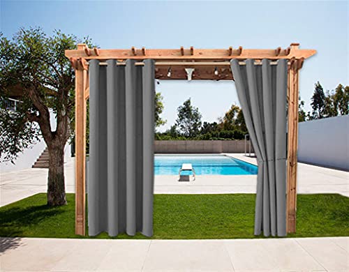 SK Studio 1 Stück Outdoor Vorhänge Aussenvorhang Garten Verdunkelung Outdoor Gardinen Blickdicht Winddicht Wasserabweisend Sichtschutz Sonnenschutz UVschutz Dunkelgrau, 132x213cm(B x H) von SK Studio