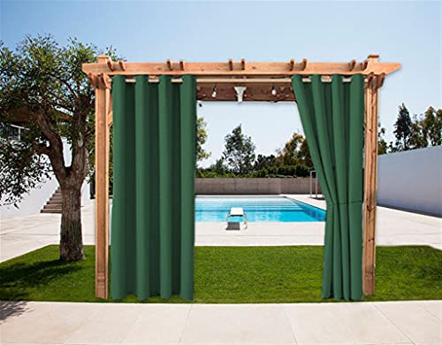 SK Studio 1 Stück Outdoor Vorhänge Aussenvorhang Garten Verdunkelung Outdoor Gardinen Blickdicht Winddicht Wasserabweisend Sichtschutz Sonnenschutz UVschutz Dunkelgrün, 132x213cm(B x H) von SK Studio