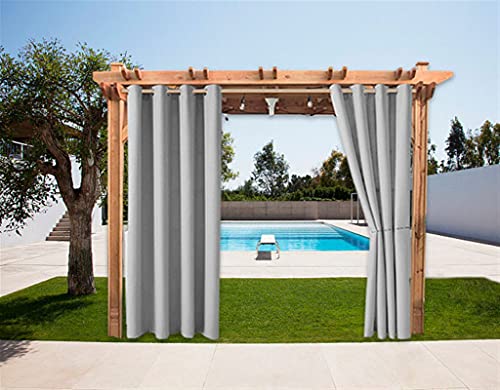 SK Studio 1 Stück Outdoor Vorhänge Aussenvorhang Garten Verdunkelung Outdoor Gardinen Blickdicht Winddicht Wasserabweisend Sichtschutz Sonnenschutz UVschutz Grau, 132x241cm(B x H) von SK Studio