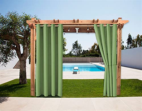 SK Studio 1 Stück Outdoor Vorhänge Aussenvorhang Garten Verdunkelung Outdoor Gardinen Blickdicht Winddicht Wasserabweisend Sichtschutz Sonnenschutz UVschutz Grün, 254x241cm(B x H) von SK Studio