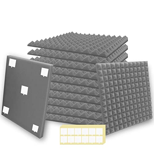 SK Studio 12 Stück Akustikschaumstoff Schallabsorber, Feuerfest Schalldämmung Platten Dämmung Pyramidenschaumstoff für Studio, Podcasts, Aufnahmestudios, Büro, Wanddekoration, 30x30x2,5cm, Grau SK Studio 12 Stück Akustikschaumstoff Schallabsorber, Feuerfest Schalldämmung Platten Dämmung Pyramidenschaumstoff für Studio, Podcasts, Aufnahmestudios, Büro, Wanddekoration, 30x30x2,5cm, Grau von SK Studio