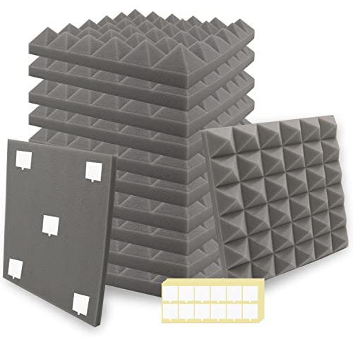 SK Studio 12 Stück Akustikschaumstoff Schallabsorber, Feuerfest Schalldämmung Platten Dämmung Pyramidenschaumstoff für Studio, Podcasts, Aufnahmestudios, Büro, Wanddekoration, 30x30x5cm, Grau SK Studio 12 Stück Akustikschaumstoff Schallabsorber, Feuerfest Schalldämmung Platten Dämmung Pyramidenschaumstoff für Studio, Podcasts, Aufnahmestudios, Büro, Wanddekoration, 30x30x5cm, Grau von SK Studio