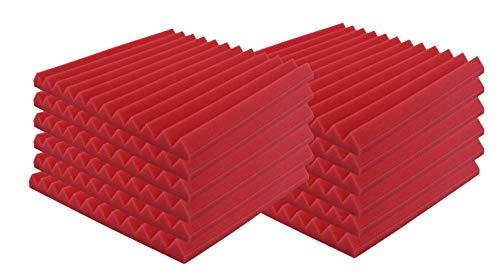 SK Studio 12 Stück Akustikschaumstoff Schallschutz Schaum Matte Keilschaumstoff Schalldämmplatten Soundproof Foam, Noppenschaumstoff Schaum-Fliesen für Zuhause und Studio 30x30x2.5cm, rot von SK Studio