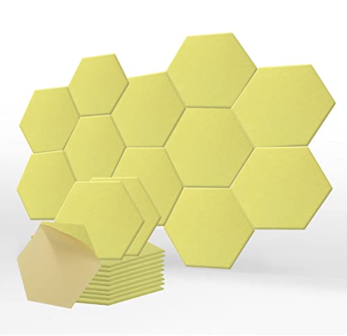SK Studio 12 Stücke Akustikplatten, Akustik Hexagon Panels 30 x 25 x 0.9cm Selbstklebend Schallschutzpaneele Hochdichte Wandfliesen für Tonstudio, Büro, Studio, Akustische Behandlung Hellgelb SK Studio 12 Stücke Akustikplatten, Akustik Hexagon Panels 30 x 25 x 0.9cm Selbstklebend Schallschutzpaneele Hochdichte Wandfliesen für Tonstudio, Büro, Studio, Akustische Behandlung Hellgelb von SK Studio