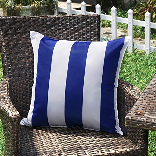 SK Studio 2 Stück Outdoor Kissen Wetterfest Wellen Gestreift Kissenbezug Sofakissen Dekorativ für Garten Sofa Wohnzimmer Bett Streifen Blau, 45x45cm von SK Studio