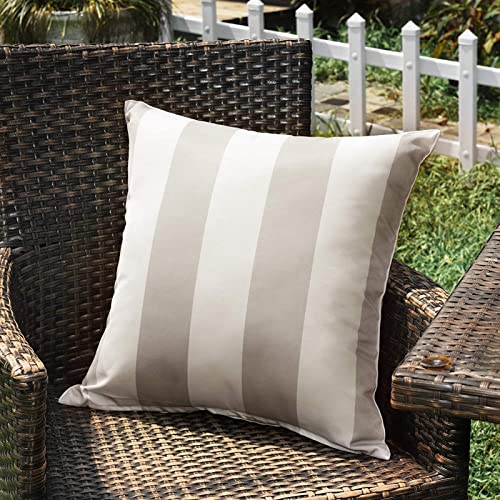 SK Studio 2 Stück Outdoor Kissen Wetterfest Wellen Gestreift Kissenbezug Sofakissen Dekorativ für Garten Sofa Wohnzimmer Bett Streifen Grau, 45x45cm von SK Studio