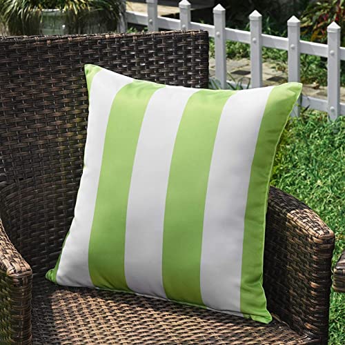 SK Studio 2 Stück Outdoor Kissen Wetterfest Wellen Gestreift Kissenbezug Sofakissen Dekorativ für Garten Sofa Wohnzimmer Bett Streifen grün, 45x45cm von SK Studio