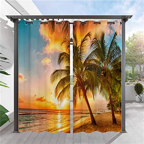 SK Studio 2 Stück Outdoor Vorhang Wetterfest Wasserdicht Sichtschutz Sonnenschutz Vorhang mit Strand-Ozean-Druckmuster für Balkon Terrasse Veranda Pergola Gartenlaube Stil 1, 264x213cm SK Studio 2 Stück Outdoor Vorhang Wetterfest Wasserdicht Sichtschutz Sonnenschutz Vorhang mit Strand-Ozean-Druckmuster für Balkon Terrasse Veranda Pergola Gartenlaube Stil 1, 264x213cm von SK Studio