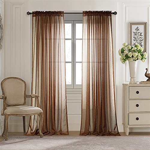 SK Studio 2er Set Sheer Voile Vorhang Transparente Gardine aus Voile Polyester Ösenschal Transparent Wohnzimmer Luftig Dekoschal für Schlafzimmer Braun, 254x244cm SK Studio 2er Set Sheer Voile Vorhang Transparente Gardine aus Voile Polyester Ösenschal Transparent Wohnzimmer Luftig Dekoschal für Schlafzimmer Braun, 254x244cm von SK Studio