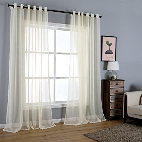 SK Studio 2er Set Sheer Voile Vorhang mit Ösen Transparente Gardine aus Voile Polyester Ösenschal Transparent Wohnzimmer Luftig Dekoschal für Schlafzimmer Beige, 254x244cm SK Studio 2er Set Sheer Voile Vorhang mit Ösen Transparente Gardine aus Voile Polyester Ösenschal Transparent Wohnzimmer Luftig Dekoschal für Schlafzimmer Beige, 254x244cm von SK Studio