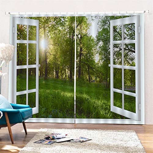 SK Studio 2er Set Verdunklungsvorhang Blickdicht Vorhang Wasserdicht mit Waldlandschaft Baumpfad Blauer Ozean Muster für Schlafzimmer Wohnzimmer Stil 3, 400x270cm SK Studio 2er Set Verdunklungsvorhang Blickdicht Vorhang Wasserdicht mit Waldlandschaft Baumpfad Blauer Ozean Muster für Schlafzimmer Wohnzimmer Stil 3, 400x270cm von SK Studio