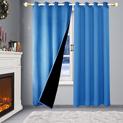 SK Studio Gardinen Blickdicht Verdunklungsvorhänge mit Ösen Thermovorhang Kälteschut Wärmeschutzvorhang Isolier Schutz Vorhang für Schlafzimmer Wohnzimmer 1 Stück Blau 1, 107x214cm von SK Studio