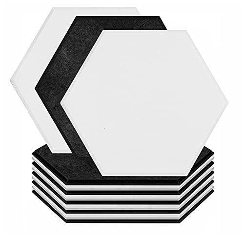 SK Studio Hexagon Akustikplatten 12 Stück Akustische Schallschutz Isolierungs-Fliesen, Ideal für Wanddekoration und Akustische Maßnahmen 30 x 25 x 0,9 cm Schwarz+Grau von SK Studio