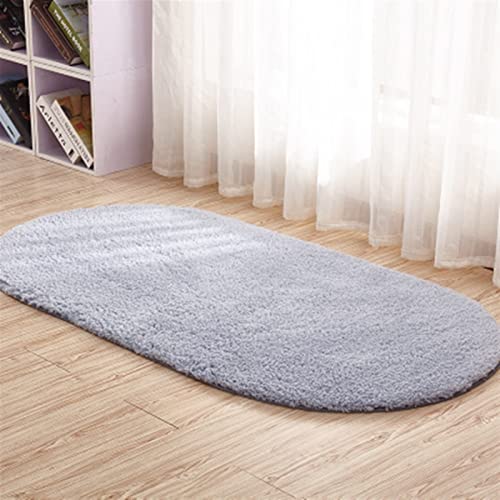 SK Studio Hochflor Shaggy Teppich Schlafzimmer Langflor Oval Modern Teppiche für Wohnzimmer, Esszimmer oder Kinderzimmer Grau, 80x160cm von SK Studio