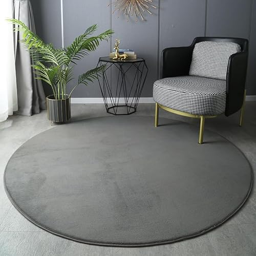 SK Studio Kurzflor Teppich Rund weicher Designer Uni Bodenbelag rutschfest Teppiche für Küche Esszimmer Jugendzimmer Kinderzimmer Dunkelgrau, 80cm von SK Studio