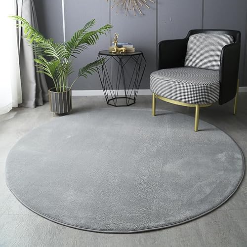 SK Studio Kurzflor Teppich Rund weicher Designer Uni Bodenbelag rutschfest Teppiche für Küche Esszimmer Jugendzimmer Kinderzimmer Grau, 120cm von SK Studio