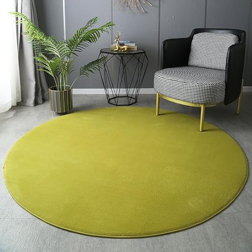 SK Studio Kurzflor Teppich Rund weicher Designer Uni Bodenbelag rutschfest Teppiche für Küche Esszimmer Jugendzimmer Kinderzimmer Grün, 100cm von SK Studio