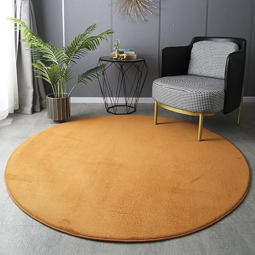 SK Studio Kurzflor Teppich Rund weicher Designer Uni Bodenbelag rutschfest Teppiche für Küche Esszimmer Jugendzimmer Kinderzimmer Khaki, 80cm von SK Studio