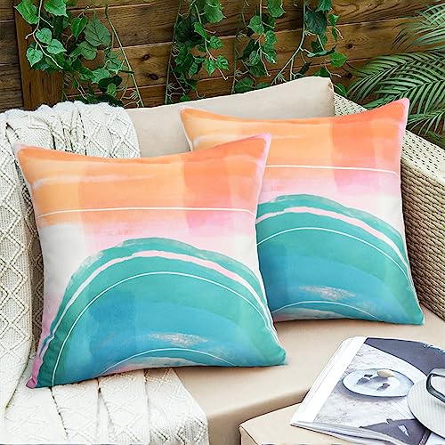 SK Studio Outdoor Kissenbezug, 2 Stück Wasserdicht Kissenhülle UV Schutz Zierkissenbezug aus Polyster für Garten Sofa Wohnzimmer Bett Stil 1, 45x45cm von SK Studio