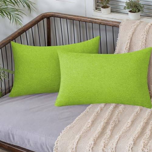 SK Studio Outdoor Lounge Kissen mit Füllung Garten Dekokissen Wasserfest Kissenbezüge Sofakissen für Patio Garten Sofa Wohnzimmer 2er Set Hellgrün, 30x50cm von SK Studio