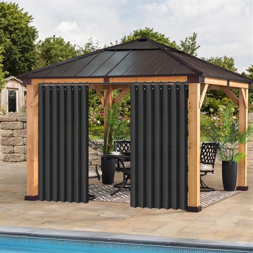 SK Studio Outdoor Vorhang Wasserdicht Faltbarer Blickdicht Sichtschutz Outdoorvorhänge mit Ösen Sonnenschutz Gardine für Balkon Terrasse Pergola Gartenlaube, 1 Stück, Dunkelgrau, 140x200cm von SK Studio