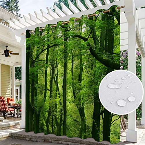 SK Studio Outdoor Vorhang Wetterfest, 2er Set Wasserdicht Sichtschutz Sonnenschutz mit Wasserfall-Walddruckmuster für Balkon Terrasse Veranda Stil 7, 200x200cm von SK Studio