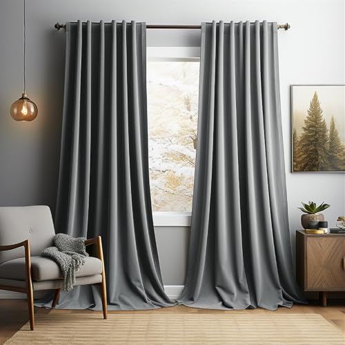 SK Studio Samtvorhang 2er Set H183 x B132 cm Blickdicht Verdunklungsvorhänge ösen Samt Gardinen Verdunkelung Thermovorhang, Grau von SK Studio