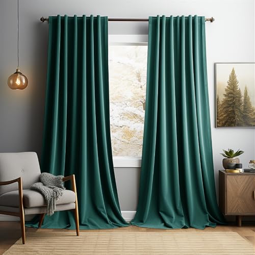 SK Studio Samtvorhang 2er Set H274 x B132 cm Blickdicht Verdunklungsvorhänge ösen Samt Gardinen Verdunkelung Thermovorhang, Dunkelgrün SK Studio Samtvorhang 2er Set H274 x B132 cm Blickdicht Verdunklungsvorhänge ösen Samt Gardinen Verdunkelung Thermovorhang, Dunkelgrün von SK Studio