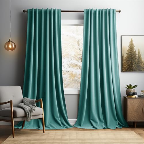 SK Studio Samtvorhang 2er Set H274 x B132 cm Blickdicht Verdunklungsvorhänge ösen Samt Gardinen Verdunkelung Thermovorhang, Grün von SK Studio