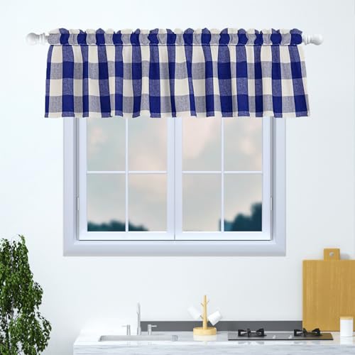 SK Studio Scheibengardine Bistrogardine Halbtransparent Vorhang Blickdicht Gardine Gaze Paarig Schals Scheibengardinen Fensterschal für Küche Wohnzimmer 2er Set Blau, 152x46cm(B x H) von SK Studio