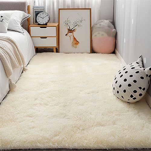 SK Studio Teppiche Flausching Wohnzimmer Teppiche Shaggy Teppiche Schlafzimmer Teppich Waschbarer Weiche Teppiche Beige, 140x200cm von SK Studio