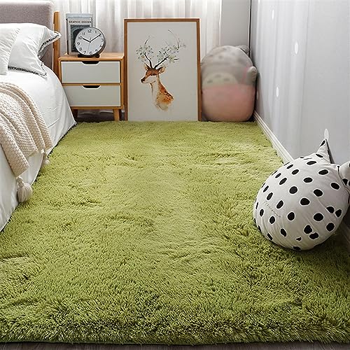 SK Studio Teppiche Flausching Wohnzimmer Teppiche Shaggy Teppiche Schlafzimmer Teppich Waschbarer Weiche Teppiche Grün, 160x230cm von SK Studio