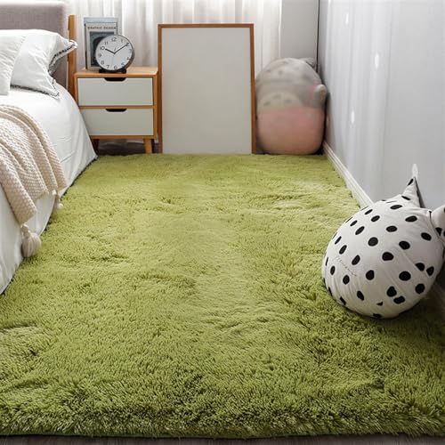 SK Studio Flauschiger Teppich für Wohnzimmer und Schlafzimmer - Shaggy, Waschbar, Weich - Grün, 200x300cm von SK Studio