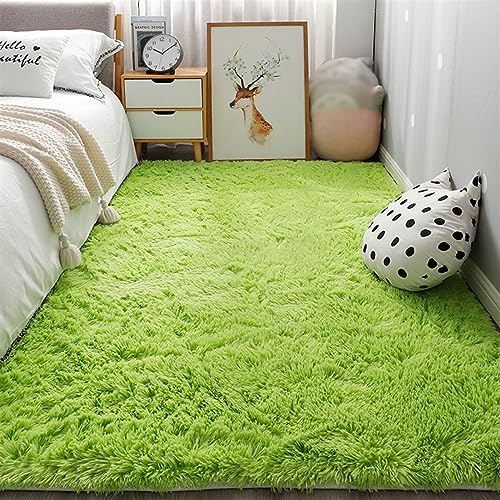 SK Studio Teppiche Flausching Wohnzimmer Teppiche Shaggy Teppiche Schlafzimmer Teppich Waschbarer Weiche Teppiche Hellgrün, 80x200cm von SK Studio