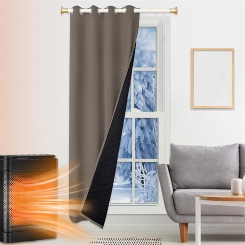 SK Studio Thermo Türvorhang Kälteschutz 100x210cm, Wasserdicht Winter Vorhänge Wärmeisolierend Dicke Gardinen Raumteiler mit Ösen für Türen Schlafzimmer, Grau 1 von SK Studio