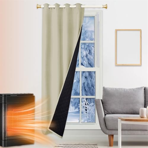 SK Studio Thermo Türvorhang Kälteschutz 100x220cm, Wasserdicht Winter Vorhänge Wärmeisolierend Dicke Gardinen Raumteiler mit Ösen für Türen Schlafzimmer, Beige SK Studio Thermo Türvorhang Kälteschutz 100x220cm, Wasserdicht Winter Vorhänge Wärmeisolierend Dicke Gardinen Raumteiler mit Ösen für Türen Schlafzimmer, Beige von SK Studio