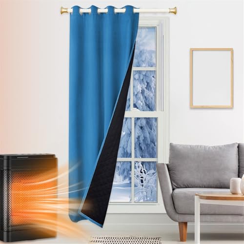 SK Studio Thermo Türvorhang Kälteschutz 90x200cm, Wasserdicht Winter Vorhänge Wärmeisolierend Dicke Gardinen Raumteiler mit Ösen für Türen Schlafzimmer, Blau von SK Studio