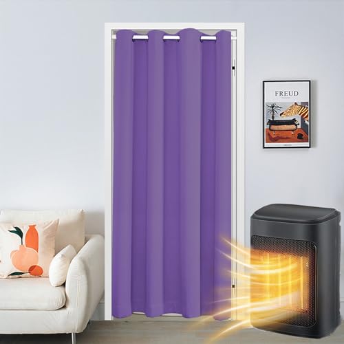 SK Studio Türvorhang Blickdicht Thermo Gardinen Vorhang mit Ösen Thermovorhang Kälteschut Wärmeisolierend für Schlafzimmer Tür Schrank Vorhang Violett, 86x203cm von SK Studio