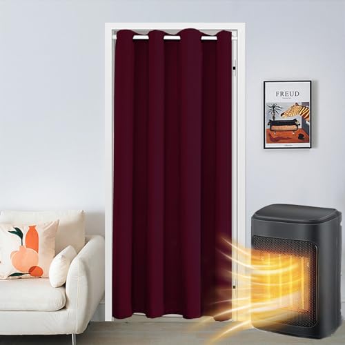SK Studio Türvorhang Blickdicht Thermo Gardinen Vorhang mit Ösen Thermovorhang Kälteschut Wärmeisolierend für Schlafzimmer Tür Schrank Vorhang Weinrot, 132x229cm SK Studio Türvorhang Blickdicht Thermo Gardinen Vorhang mit Ösen Thermovorhang Kälteschut Wärmeisolierend für Schlafzimmer Tür Schrank Vorhang Weinrot, 132x229cm von SK Studio