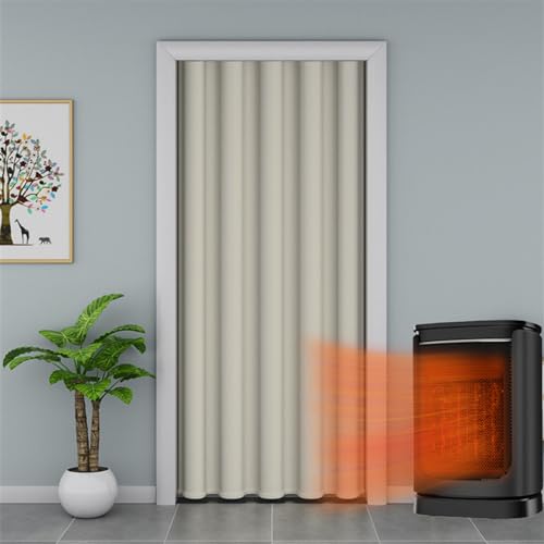 SK Studio Türvorhang Blickdicht Thermo Gardinen Vorhang mit Ösen Winter Kälteschut Wärmehaltung Vorhang Tür Raumteiler für Schlafzimmer Beige, 100x180cm von SK Studio