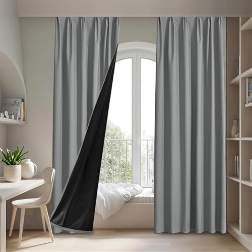 SK Studio Verdunklungsvorhänge Verdunklungsvorhänge mit Kräuselband Vorhang Blickdicht 2er Set H130 x B100 cm Gardinen Thermovorhang Hitzeschutz Vorhänge für Wohnzimmer, Grau SK Studio Verdunklungsvorhänge Verdunklungsvorhänge mit Kräuselband Vorhang Blickdicht 2er Set H130 x B100 cm Gardinen Thermovorhang Hitzeschutz Vorhänge für Wohnzimmer, Grau von SK Studio