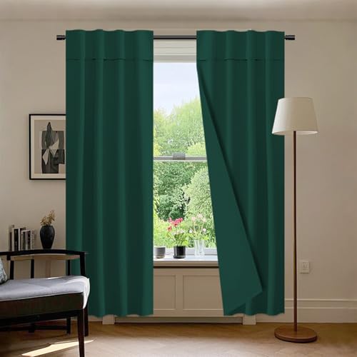SK Studio Verdunklungsvorhänge Vorhang Blickdicht 2er Set H160 x B132 cm Gardinen Thermovorhang Hitzeschutz Vorhänge für Wohnzimmer Schlafzimmer, Dunkelgrün SK Studio Verdunklungsvorhänge Vorhang Blickdicht 2er Set H160 x B132 cm Gardinen Thermovorhang Hitzeschutz Vorhänge für Wohnzimmer Schlafzimmer, Dunkelgrün von SK Studio