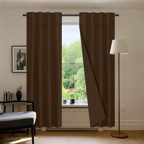 SK Studio Verdunklungsvorhänge Vorhang Blickdicht 2er Set H183 x B66 cm Gardinen Thermovorhang Hitzeschutz Vorhänge für Wohnzimmer Schlafzimmer, Dunkelbraun SK Studio Verdunklungsvorhänge Vorhang Blickdicht 2er Set H183 x B66 cm Gardinen Thermovorhang Hitzeschutz Vorhänge für Wohnzimmer Schlafzimmer, Dunkelbraun von SK Studio